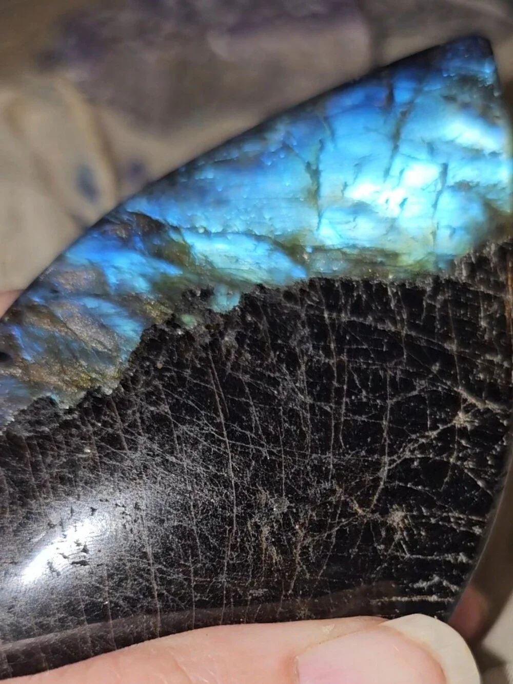 FLASHY Labradorite Freeform Stunning HG Blue Flash Crystal Home Decor Art NEW